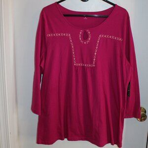 Women's Kim Rogers Fuschia Pink 3/4 Sleeve Top Size XL